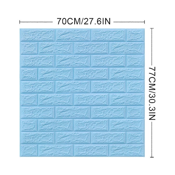 DIY 3D Murstein PE Skum Tapetpaneler Rom Dekal Stein Dekorasjon Preget Blå Blue
