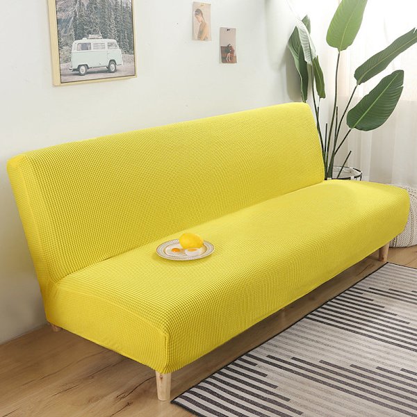 Överdrag Polar Fleece Tyg Ärmlös Bäddsoffa Skydd Enfärgad Utan Armstöd Stor Elastisk Fällbar Möbel Heminredning Bänköverdrag Cream S 120-155cm