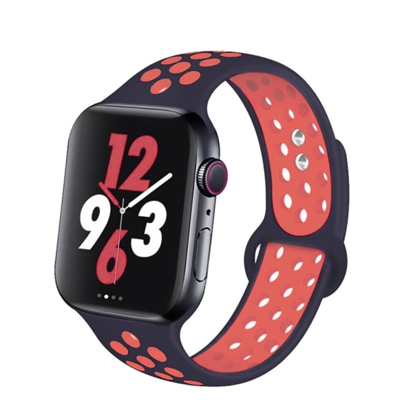 Silikonerem til Apple Watch rem 44mm 40mm 38mm 42mm Åndbar håndled Sportsbælte armbånd iWatch serie 5 4 3 2 SE 6 urrem Black pink 42MM or 44MM-M L