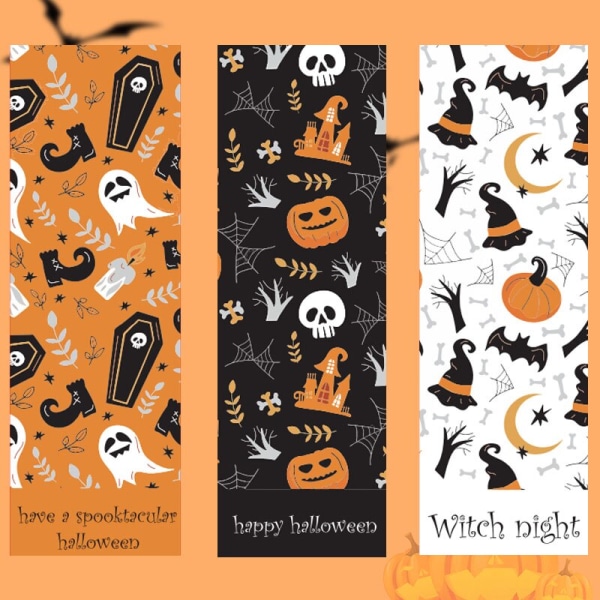 30-90 stk. 9*3CM Happy Halloween-klistremerker Gresskar Heks Hodeskalle Forseglingsetiketter Scrapbooking for Julegavepakke Dekor Klistremerke 90pcs Style 1