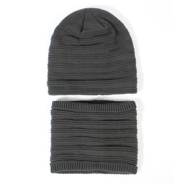 Hatt- och halsduksset för män och kvinnor, höst och vinter, nytt utomhus, köldtåligt, varmt med sammetstickad hatt och halsduk, 2-delat set Army Green