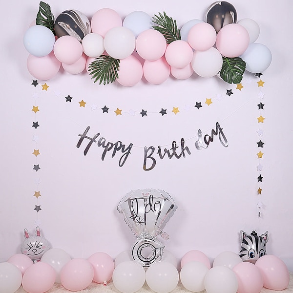 Fødselsdagsfest Dekoration Ballon Voksen Fødselsdagsarrangement Børn Aluminium Film Ballon Pakke Macaron theme birthday set C