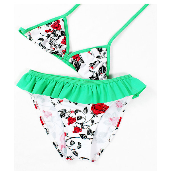 Badedragt Børne Bikini Piger Delt Trekant Børne Badetøj Green 10 Year140CM