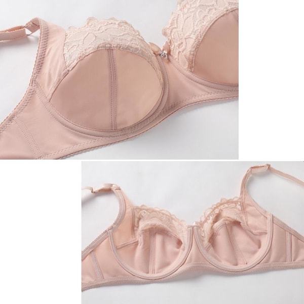 Ny 2023 Plus Size BH för Kvinnor Sexiga Spets Underkläder C D Cup Hollow Out Sexiga Underkläder Bysthållare Soutien Gorge Femme Beige 100D