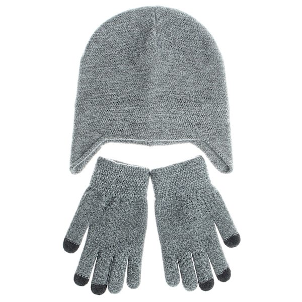 Ulkoilupipo ja käsineet, kaksiosainen setti, naisten fleece, korvien suojapipo ja käsinesetti #5 light gray