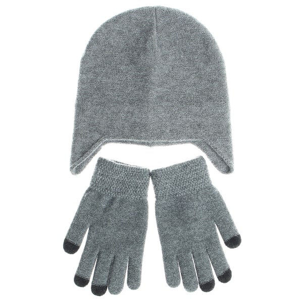 Utomhushatthandskar Tvådelat set Damfleece öronskyddsmössa Cap Set #5 light gray