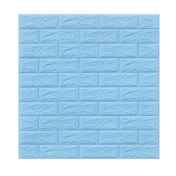 Itseliimautuva seinäpaneeli, kiviefekti, tiilikuvio, 3D-vaahtomuovi, vedenpitävä tapetti, vaaleansininen Light Blue