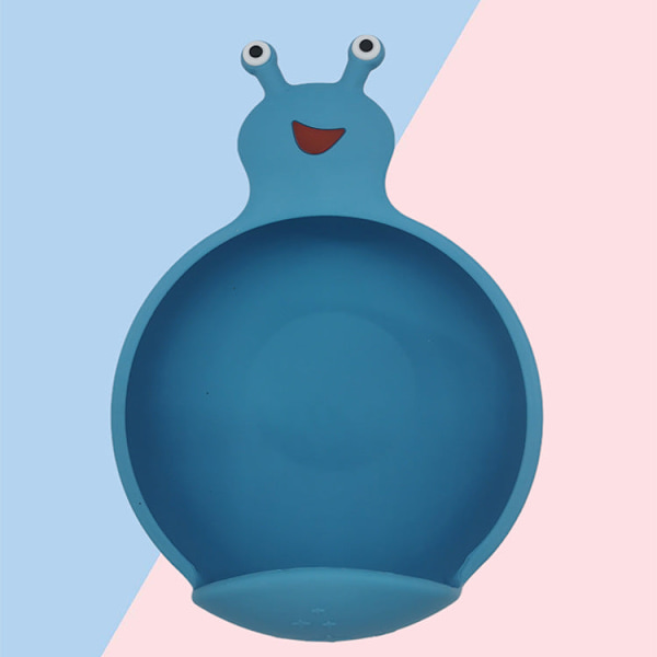 Barn Silikon Tallrik Tecknad Skål Ät Träning Servis Sugkopp Skål Sked Set Blue Snail dinner plate