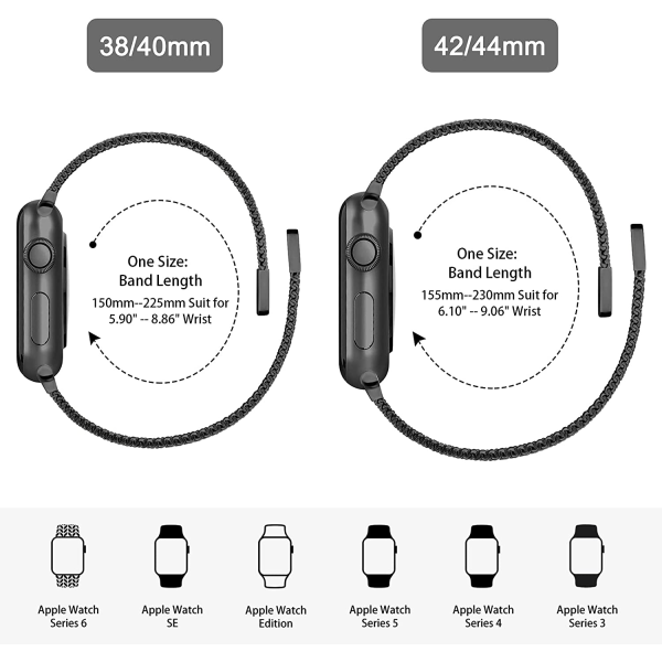 Rem För Apple Watch Band 44mm 40mm 38mm 42mm 44 mm Tillbehör Magnetisk loop Metall smartwatch armband iWatch serie 3 4 5 6 se Gun 42mm or 44mm