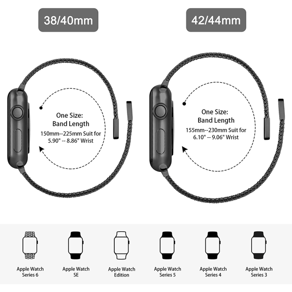 Rem För Apple Watch Band 44mm 40mm 38mm 42mm 44 mm Tillbehör Magnetisk loop Metall smartwatch armband iWatch serie 3 4 5 6 se silver 38mm or 40 mm