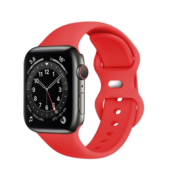 Silikon sportband för Apple Watch Series Se 6 5 4 3 21 44mm 40mm Smart Armband Klockband Pin Tuck Strap on iWatch 6 38mm 42mm 3 Red 38MM or 40MM