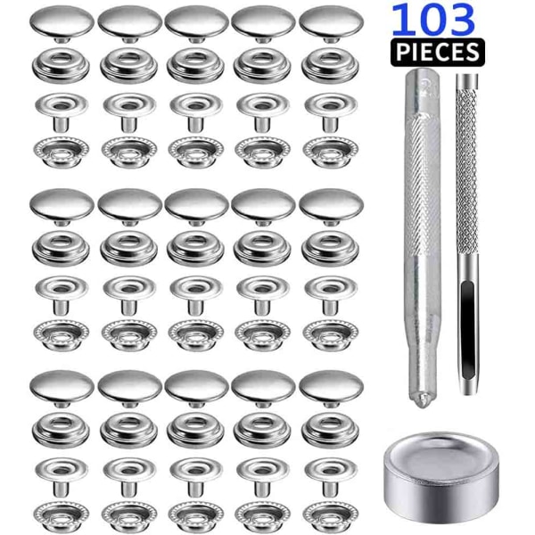 240 kpl 15 mm kangasnappikiinnityssarja, merilaatuinen ruostumattomasta teräksestä valmistettu nappikiinnike veneen suojukseen, nahan ompeluun, telttaan 300pcs