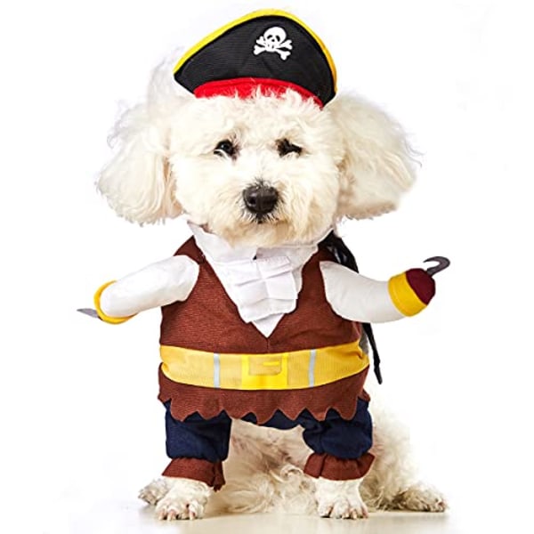 Impooy Halloween hunddräkt Roliga husdjursdockor Cosplay-festkläder för små och medelstora hundar Katter (M,hals:9-11) pirate M (Chest:15"-17")