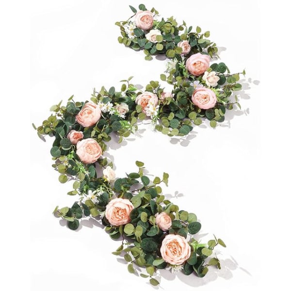 2M Konstgjorda Blommor Växter Falsk Eukalyptusranka Girlang Hängande för Bröllop Hem Kontor Fest Trädgård Hantverk Konst Dekor 1pc champagne rose