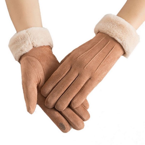 Söta lurviga varma handskar höst och vinter damhandskar fullfingerhandskar dam utomhussporthandskar damhandskar skärm 10 One Size