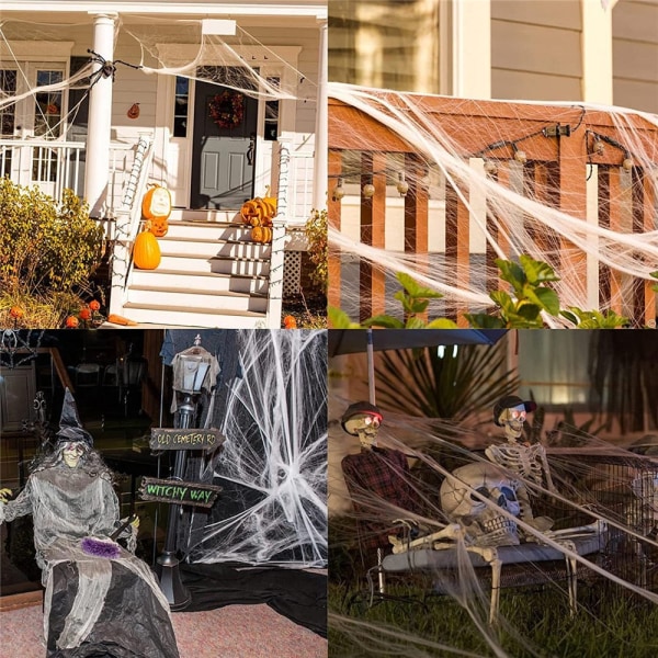 Superstretchigt spindelnät konstgjord spindelnät Halloween dekoration Skrämmande festscen Rekvisita Inomhus utomhus Heminredningstillbehör Green