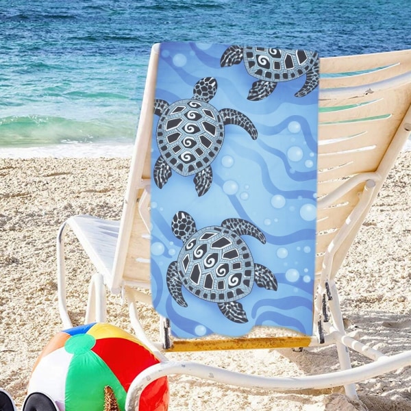 Strandhandduk Sandfri Poolhandduk Filt Extra Stor Snabbtorkande Lätt Superabsorberande Tryckt Badhandduk Utomhus Yogamatta White and blue wave