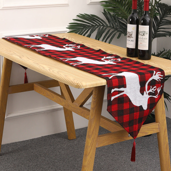 Joulukoristeet Neulottu Kangas Pöytäliina Ruokapöytä Joulupukki Koristelu Kodin Sisustus New table runner deer carriage
