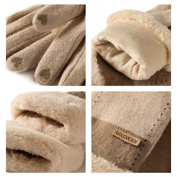 Vinter Nye Kasjmirhansker Dame Utendørs Pluss Fluff Fortykket Varme Hansker Kuldebestandig Berøringsskjerm for Kvinner DY50; Gray Average size