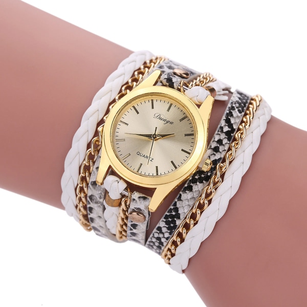 Retro stil dam slingrande armband Watch Woven Serpentine British Watch Silver