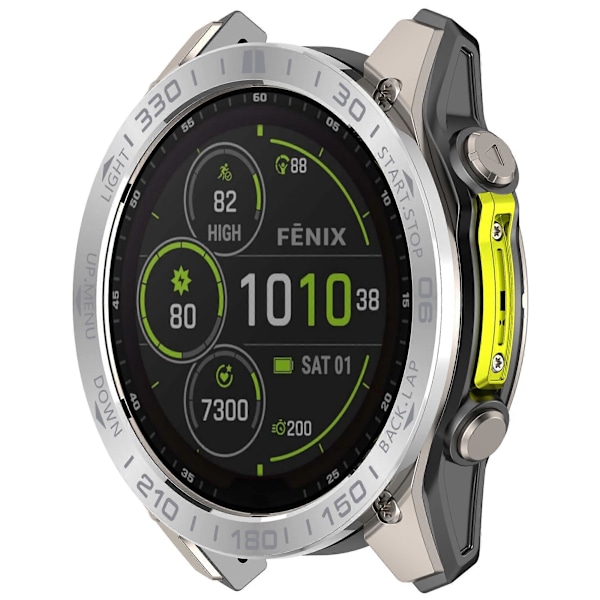 Til Garmin Fenix 8 Solar 51mm Rustfrit Stål Bezel Ridsefast Beskyttelsesring - Sort+Rød Silver+Grey