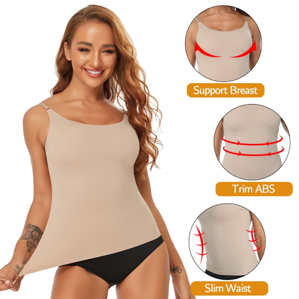 Kvinnor Magkontroll Shapewear Smidig kroppsformande Camisole Linne Slimmande Underkläder Sömlös Kompression Body Shaper Väst Nude S