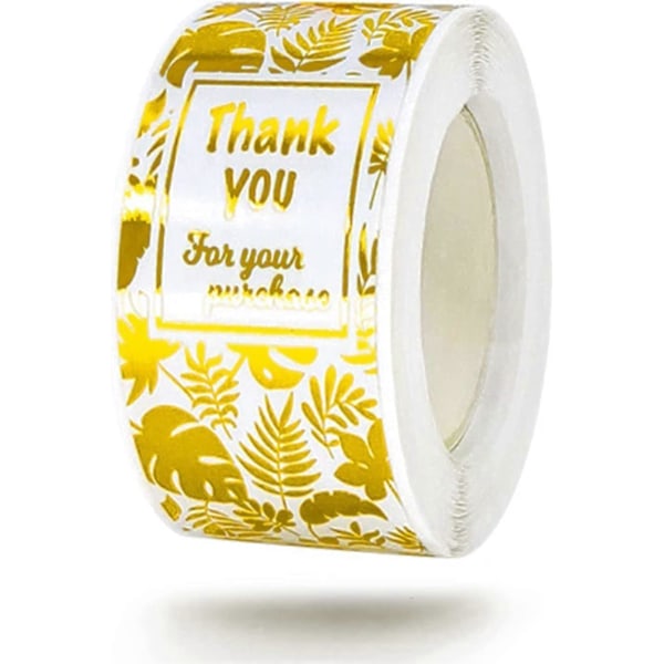 Folie Guld Foliage Tak Stickers Mærkater Segl 3,15\"x1,15\" Trekant 120 Enheder Per Rulle, Mærkning \"Tak for Dit Køb\" til Pakkeforsegling,