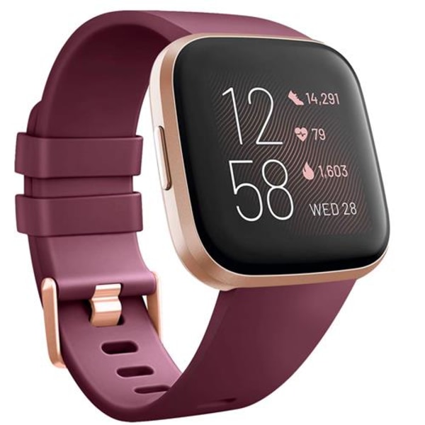 Rem för Fitbit Versa 2 Versa Band Rem Mjuk TPU ersättningsarmband för Fitbit Versa 2 Versa Lite Klockarmband Armband Wine Red Size L For Versa 1 2