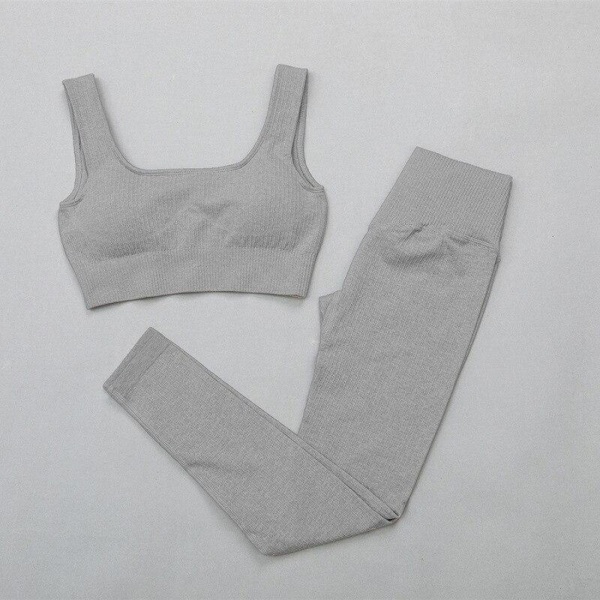 Yoga Set Träningskläder Yoga Leggings och BH för Kvinnor 3 pcs sets khaki S