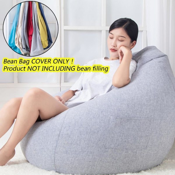 Vuxna Barn Stor Bean Bag Stol Soffa Cover Inomhus Lazy Lounger Ingen fyllning Light gray S