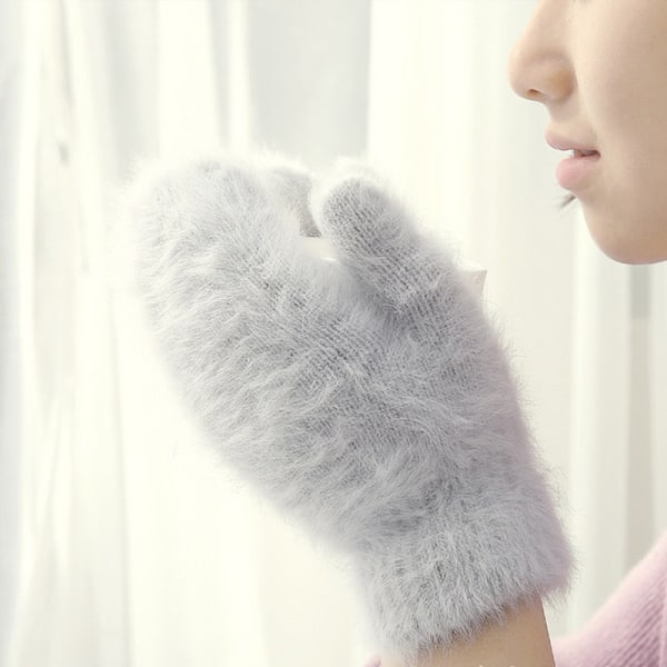 Vinter Kanin Ullhandskar Koreansk Version Varma Handskar Dam Multi-färgade Damhandskar Söta Mjuka Handskar 2021 Ny Hög Kvalitet White One Size