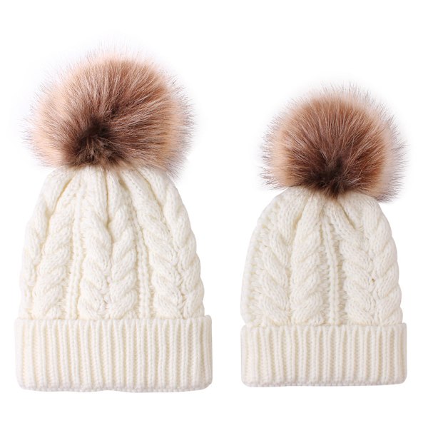 Ny Twist Förälder-Barn Damhatt Mor och Baby Set Stickad Mössa Khaki Average size