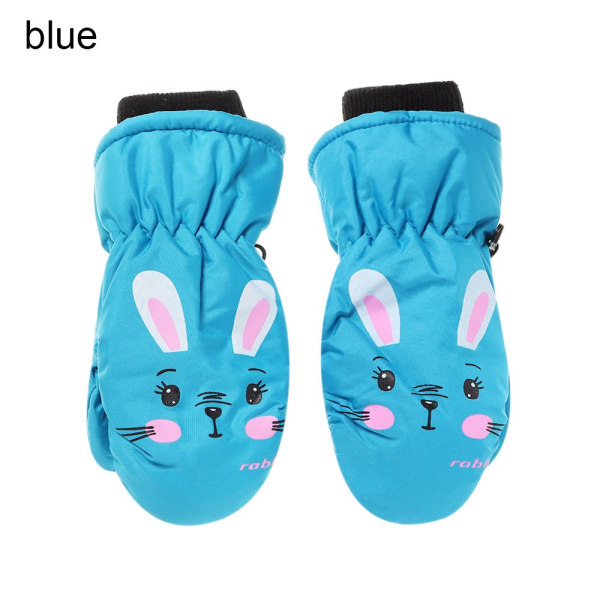 1 par Nya Mode Barn Vinter Snö Varma Handskar Pojkar Flickor Skidhandskar Vindtäta Vattentäta Tjocka Vantar Håller Fingrarna Varma D- blue0-5years One Size