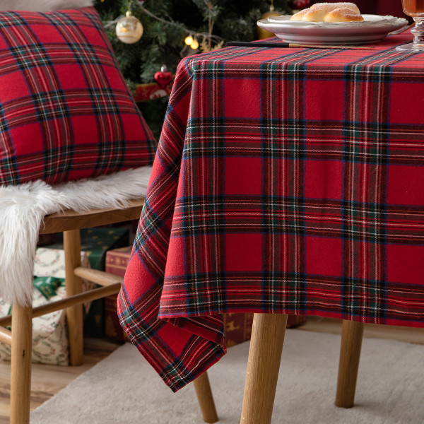 Julhelg Duk Röd Rutig Duk Vardagsrumsdekoration Te Duk Bordsmatta Rektangulär duk Large plaid red 140*220cm