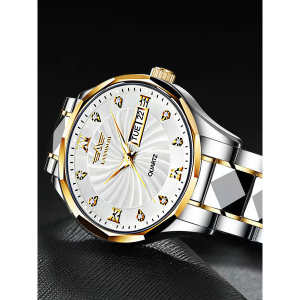 Watch Kalender Quartz Watch Automatisk icke-mekanisk watch Diamond Watch Armband Male LS003 black bottom golden edge
