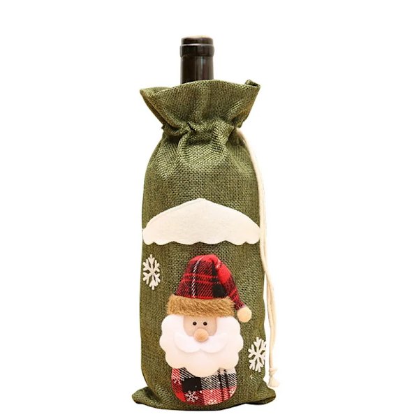 Julepynt til Hjemmet Vinflaske Cover Støvdække Spisebord Dekorationer Julegave Træ Ornament Nytår 2024 Santa Claus34x14cm