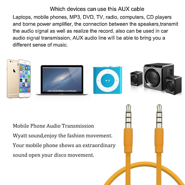 4-polig Aux-kabel 3,5 mm hane till hane Jack Ljudkabel Nickelpläterad kontakt Stereo Ljudsladd för Hörlurar Högtalare MP3/4 CD-spelare Green 1M