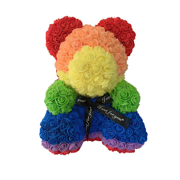 40cm Rosbjörn Hjärta Konstgjord Blomma Ros Nallebjörn För Kvinnor Alla Hjärtans Dag Bröllop Födelsedag Julklapp Rainbow bear 25CM
