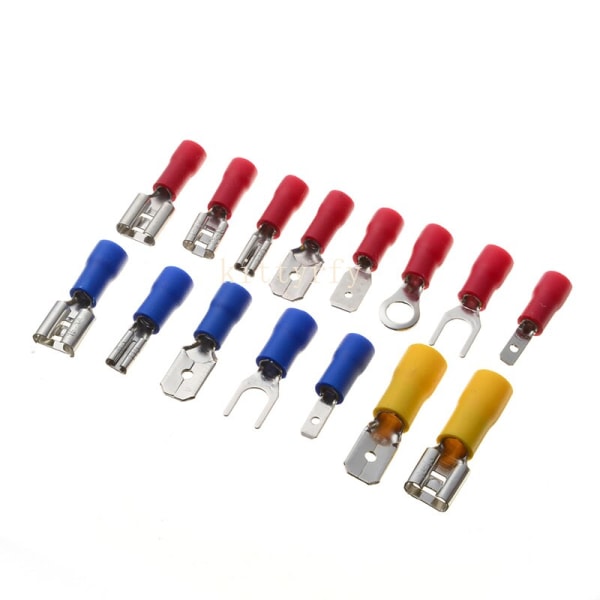 Isolerad Box Hane Hona Spadterminal Kabelkontakt Elektrisk Tråd Krymp Ändhylsa Ring Gaffel Spad Kabelsko Rullad Sorterad Kit As  photo 280Pcs