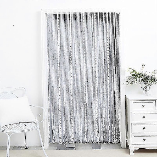 Glittrande Trådgardiner 100x200cm, Vit Elegant Drapering Droppar Lykta Kedja Elegans för Studio Fönster Vägg Dörr Bröllop Fest