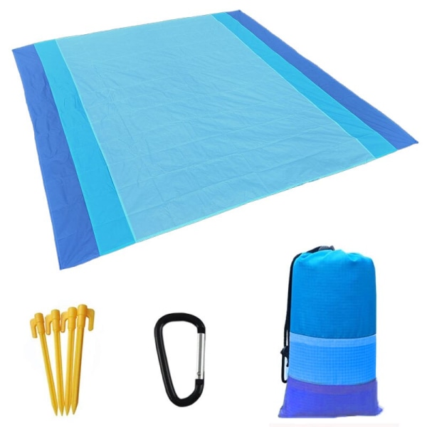 200*210 cm ficka sandfri strandmatta Utomhusresor Camping Strandhandduk Heminredningsmattor Bärbar hopfällbar picknickfilt darkblue white blue 200cm by 210cm