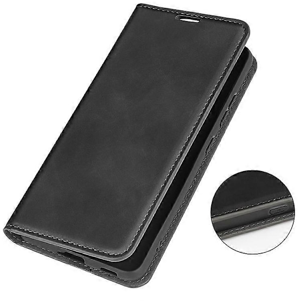 Kompatibelt Skal för Samsung Galaxy A16 5G / A16 4G - Plånboksfodral i Läder med Hudkänsla Black