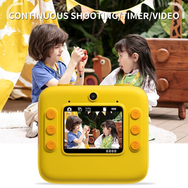 Barn Instant Camera Hd 1080p Video Foto Digital Print Kameror Dubbla Lens Slr Fotografi Leksaker Födelsedagspresent med print Yellow Czech Republic