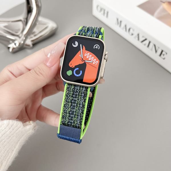 Klockarmband för Apple Watch iWatch 38/40/41mm ljusgrön med blå