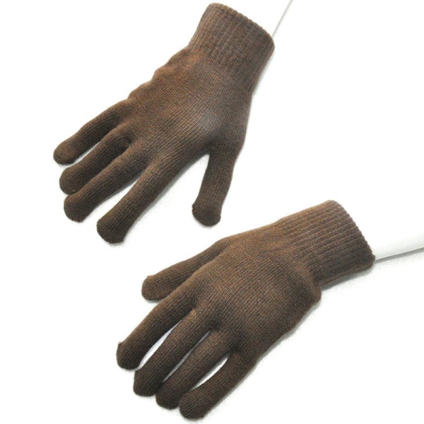 1 Par Stickade Ullhandskar för Par Vinter Enfärgad Hel Finger Vantar Handvärmare Herr Dam Handskar Tjockare Cykelhandskar B7 (Black) One Size