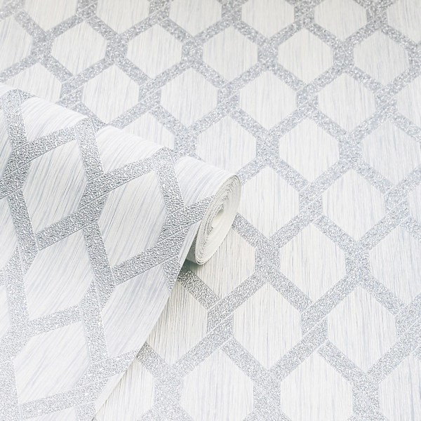 Radiance Trellis Silver Tapet