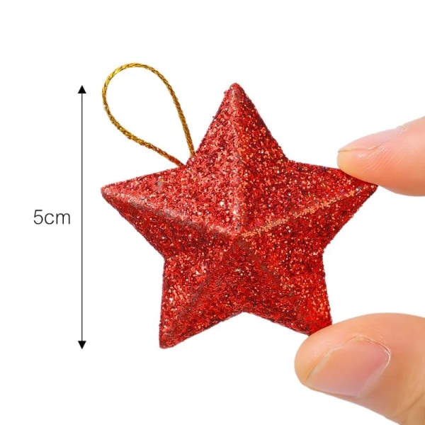 6/30 st Julglitter Stjärna Hänge Julgran Hängande Ornament Hantverk 5cm Plast för Födelsedagsfest Heminredningstillbehör Gold 30PCS