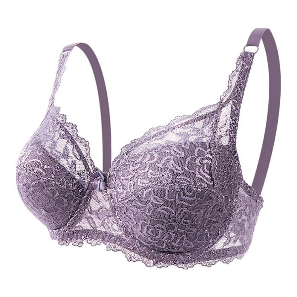 Spets BH Plus Size Underkläder Justerbar Push Up Bekväm Dam BH Purple 38/85CD