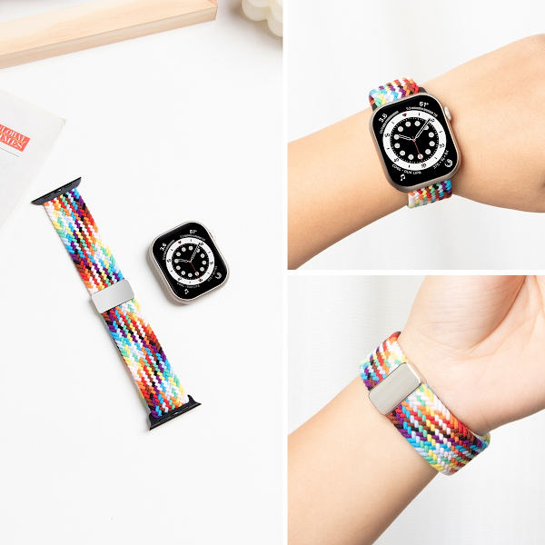 Urrem til Apple Watch iWatch til 38-40-41mm officiel regnbue metal stærk magnetisk spænde