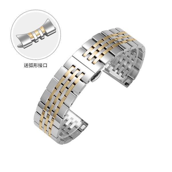 Klockarmband för Apple Watch iWatch Tillämpligt gränssnitt 38-40-41mm Sju-pärls stålarmband silver och guld
